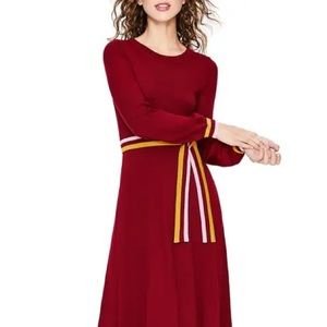 Maroon Belted Sweater Dress